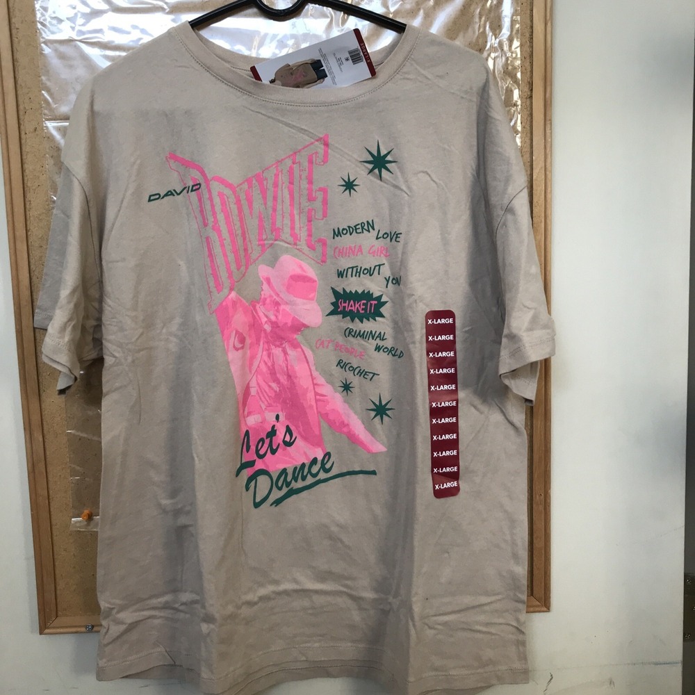 David‎ Bowie  Let's Dance Brown T-Shirt  Graphic Band Women's Size XL Fits Loose